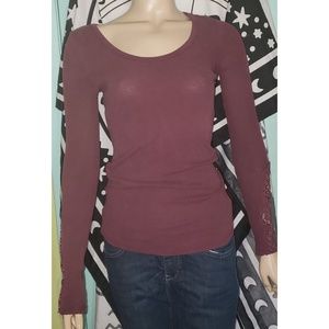 Free People Thermal w/ Lace Sleeve Detail